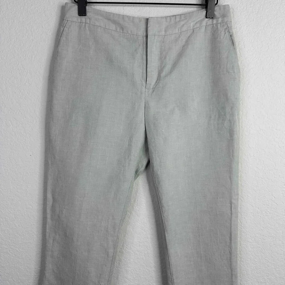 James Perse Pants Women's Small Gray Linen Blend Straight Leg Casual Minimalist - Picture 3 of 7